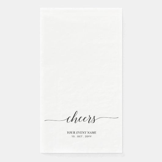 Black Elegant Script Lettering Cheers Event Serviette (Vorderseite)