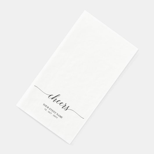 Black Elegant Script Lettering Cheers Event Serviette (Ecke)
