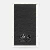 Black Elegant Script Lettering Cheers Event Serviette (Vorderseite)