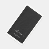 Black Elegant Script Lettering Cheers Event Serviette (Ecke)