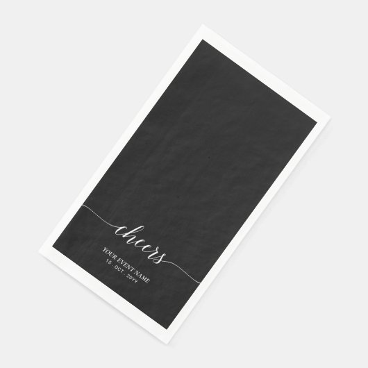 Black Elegant Script Lettering Cheers Event Serviette (Ecke)
