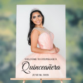 Black Elegant Script Quinceañera Foto Acrylschild (Neutral)