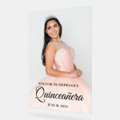 Black Elegant Script Quinceañera Foto Acrylschild (Winkel)