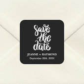 Black Elegant Script Save the Date Boho Wedding Quadratischer Aufkleber