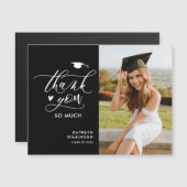 Black Elegant Script Simple Abschluss Vielen Dank Magnetkarte (Vorne/Hinten)