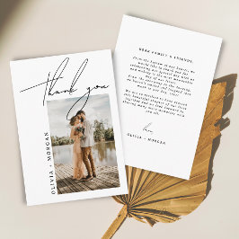 Black Elegant Script Typografy Foto Wedding Dankeskarte