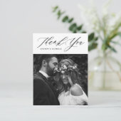 Black Elegant Script Vertikale Hochzeit Vielen Dan Postkarte (Stehend Vorderseite)