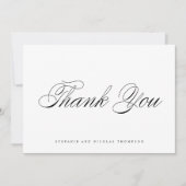 Black Elegant Script Wedding Dankeskarte (Vorderseite)