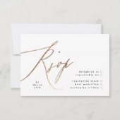 Black Elegant Simple Gold Wedding RSVP Card Karte (Vorderseite)
