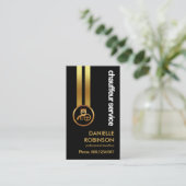 Black Elegant Strickte Gold Lines Chauffeur Visitenkarte (Stehend Vorderseite)