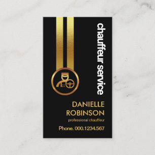 Black Elegant Strickte Gold Lines Chauffeur Visitenkarte