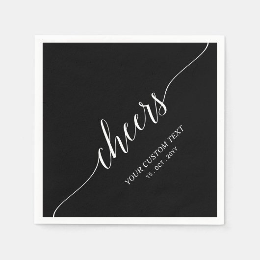 Black Elegant Stylish Lettering Cheers Event Napki Serviette (Vorderseite)