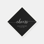 Black Elegant Stylish Lettering Cheers Event Napki Serviette (Ecke)