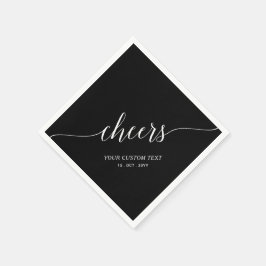 Black Elegant Stylish Lettering Cheers Event Napki Serviette