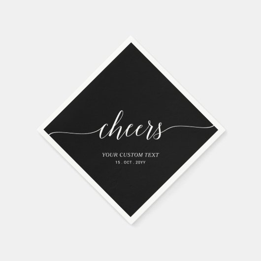 Black Elegant Stylish Lettering Cheers Event Napki Serviette (Ecke)