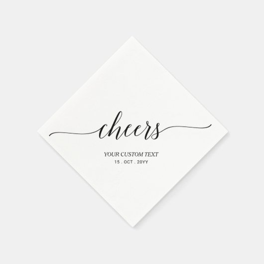 Black Elegant Stylish Lettering Cheers Event Serviette (Ecke)