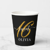 Black Elegant Sweet 16 Sechzehn Paper Cup Pappbecher (Vorderseite)