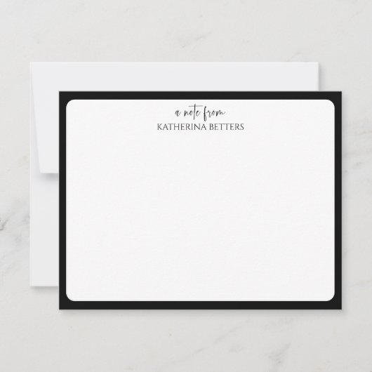 Black Elegant Timeless Statnionery Note Card Einladung (Vorderseite)