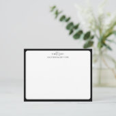 Black Elegant Timeless Statnionery Note Card Einladung (Stehend Vorderseite)