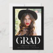 Black Elegant Typografy Foto Graduation Party Einladung (Rückseite)