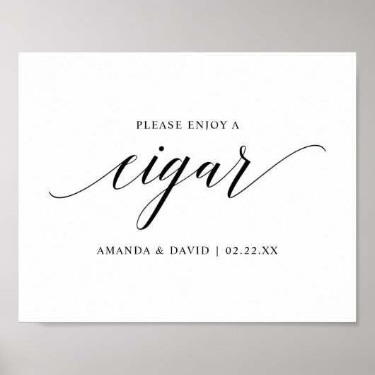 Black Elegant Typografy Wedding Cigar Bar Sign Poster (Vorne)