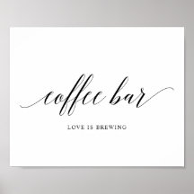 Black Elegant Typografy Wedding Coffee Bar Sign