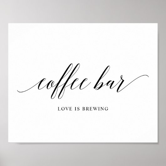 Black Elegant Typografy Wedding Coffee Bar Sign Poster (Vorne)