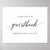 Black Elegant Typografy Wedding Guestbook Sign Poster (Vorne)