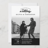 Black Elegant Typography Photo Wedding Einladung (Vorderseite)