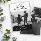 Black Elegant Typography Photo Wedding Einladung