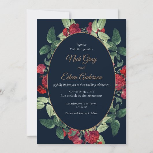 Black Elegant Vintag Goth Wedding Einladung (Vorderseite)