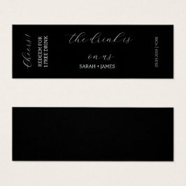 Black Elegant Wedding Cheers Drink Ticket Voucher