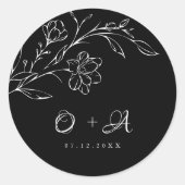 Black Elegant Wedding Monogram Umschlag Aufkleber (Vorderseite)