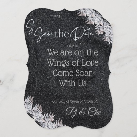 Black Elegant Wedding Save The Date (Vorne/Hinten)