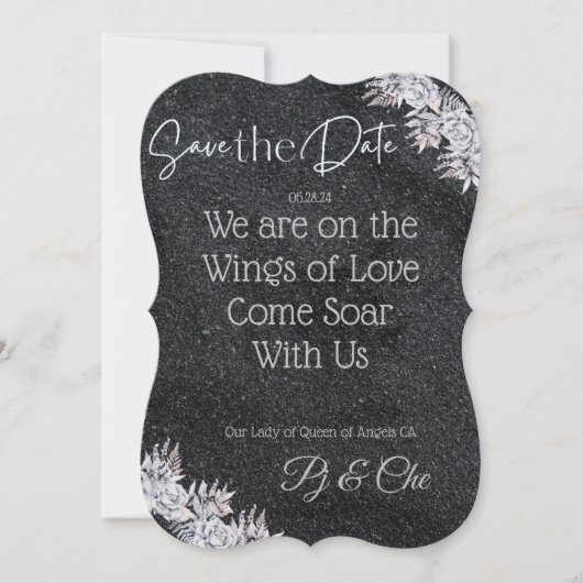 Black Elegant Wedding Save The Date (Vorderseite)