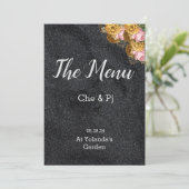 Black Elegant Wedding Table Menu Card Menükarte (Stehend Vorderseite)