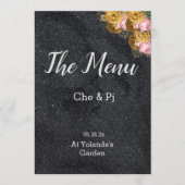 Black Elegant Wedding Table Menu Card Menükarte (Vorderseite)