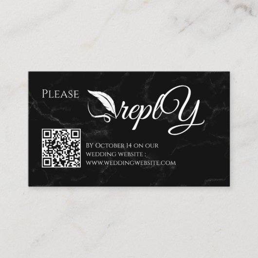 Black Elegant Wedding UAWG | QR-Code Minimalistisc Begleitkarte (Vorderseite)