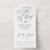 Black Elegant Whimsical Calligraphy Wedding All In One Einladung (Innen Boden)