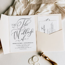 Black Elegant Whimsical Calligraphy Wedding