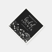 Black Elegant Wildflower Bridal Shower Serviette (Ecke)