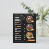 Black Elegante Burger Restaurant Einladung (Stehend Vorderseite)