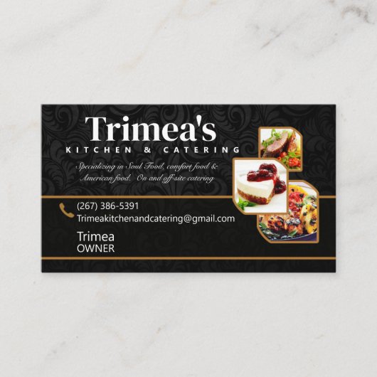 Black Elegante Catering Business Card Visitenkarte (Vorderseite)
