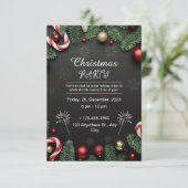 Black Elegante Christmas Party Einladung (Stehend Vorderseite)