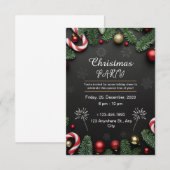 Black Elegante Christmas Party Einladung (Vorne/Hinten)
