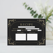 Black Elegante Deko Retro Brautparty Rezept Card Einladung (Stehend Vorderseite)