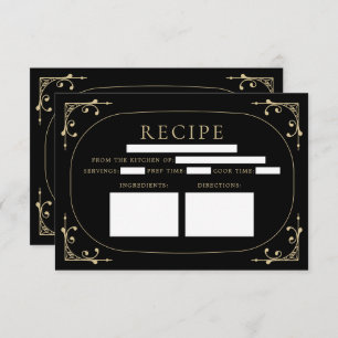 Black Elegante Deko Retro Brautparty Rezept Card Einladung