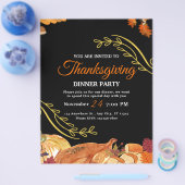 Black Elegante Erntedank Dinner Party Printable Flyer (Einzeln)