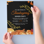 Black Elegante Erntedank Dinner Party Printable Flyer (Hand)