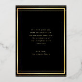 Black Elegante Foil Border Foto Universität Grad Folieneinladung (Rückseite)